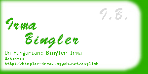 irma bingler business card